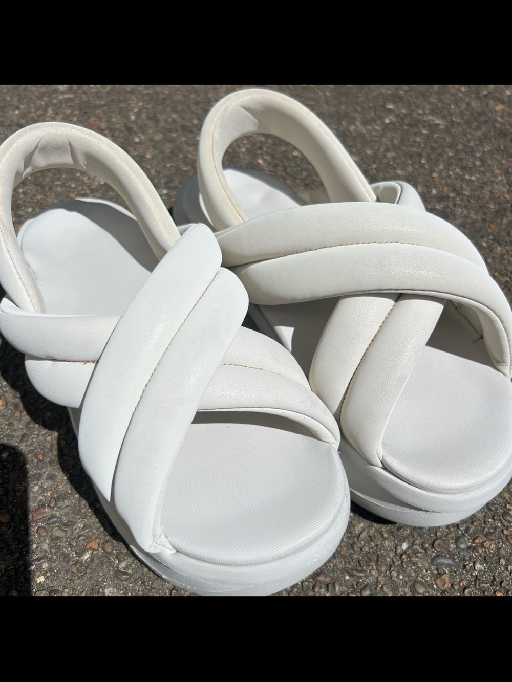 Nike Women's Cream Padded Cross-Strap Platform Sandals - Picture 5 of 6